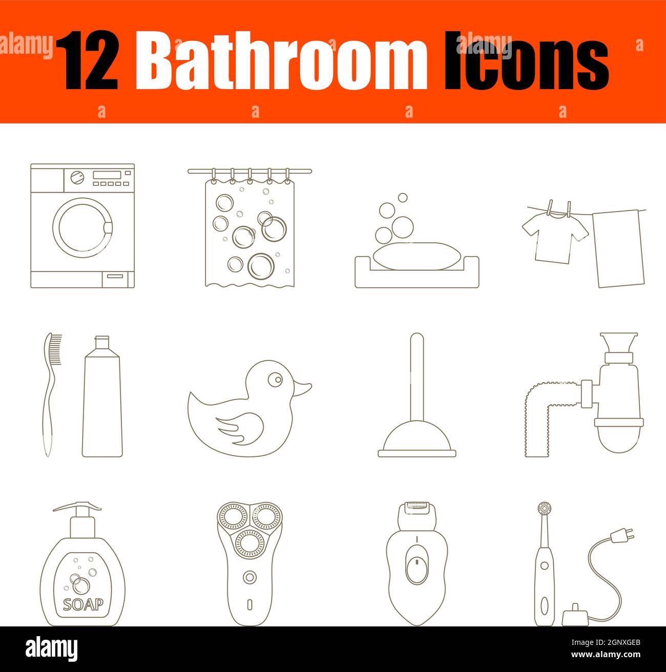 Bathroom Icon Set Stock Vector