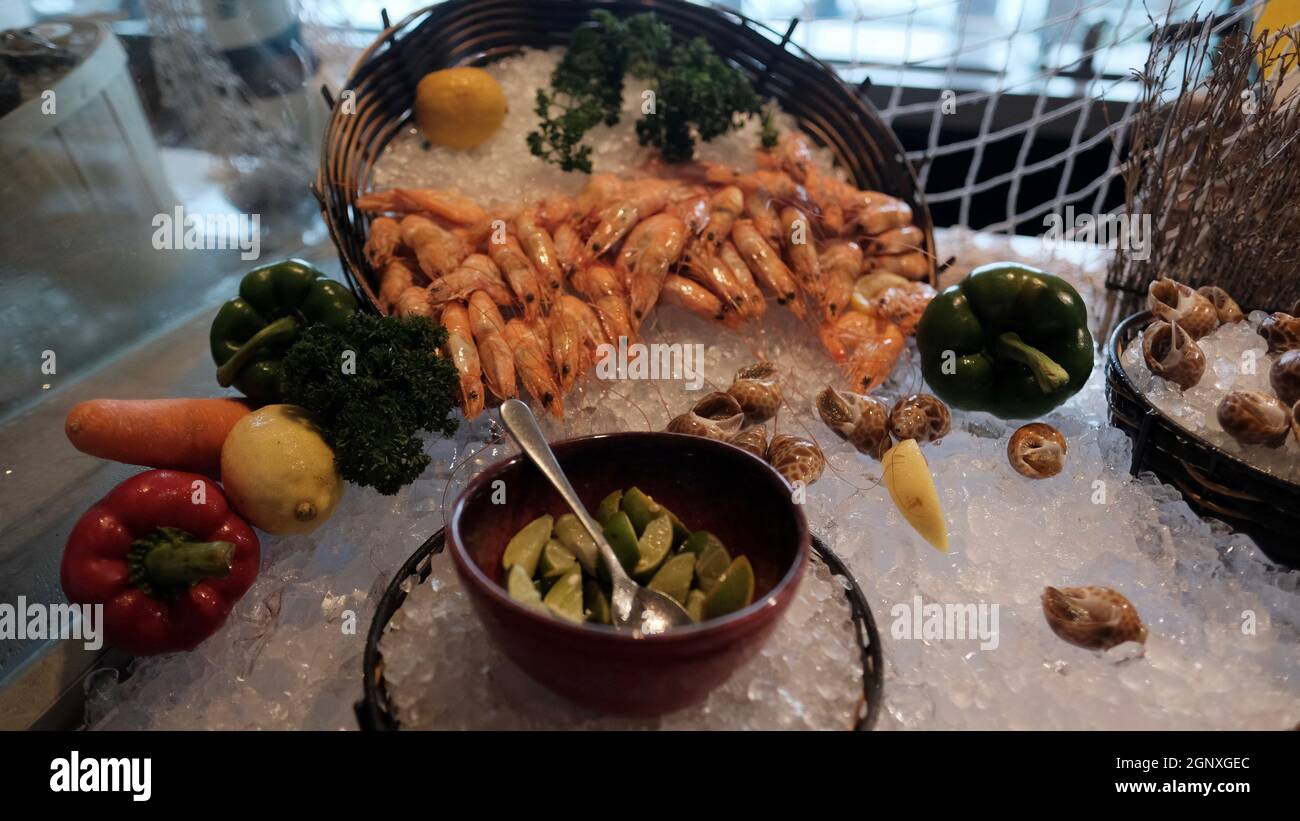 Seafood Noon Time Lunch Buffet Hilton Hotel Pattaya Thailand Stock