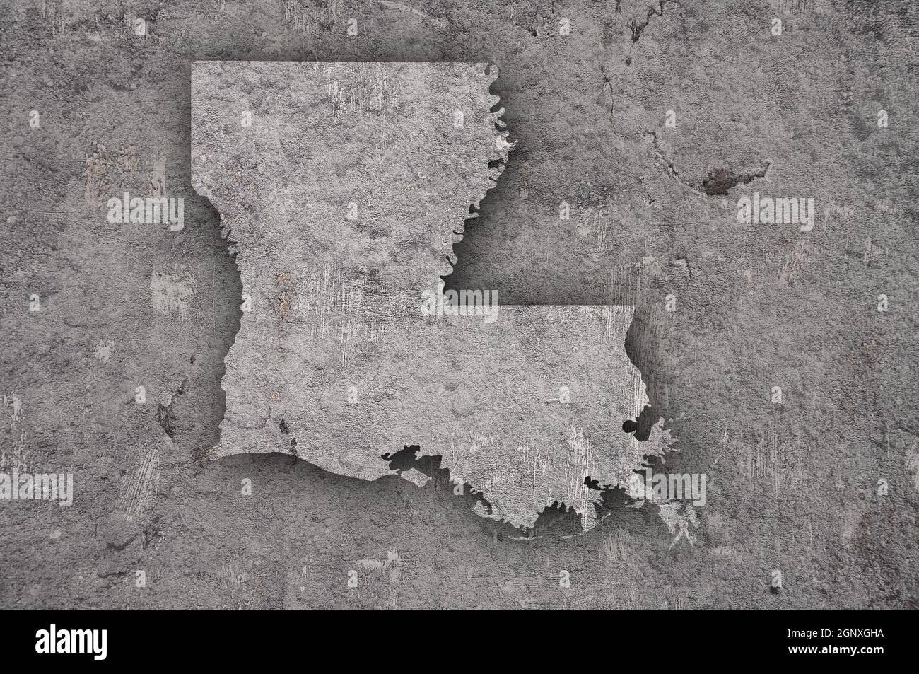 Map of Louisiana on weathered concrete Stock Photo - Alamy
