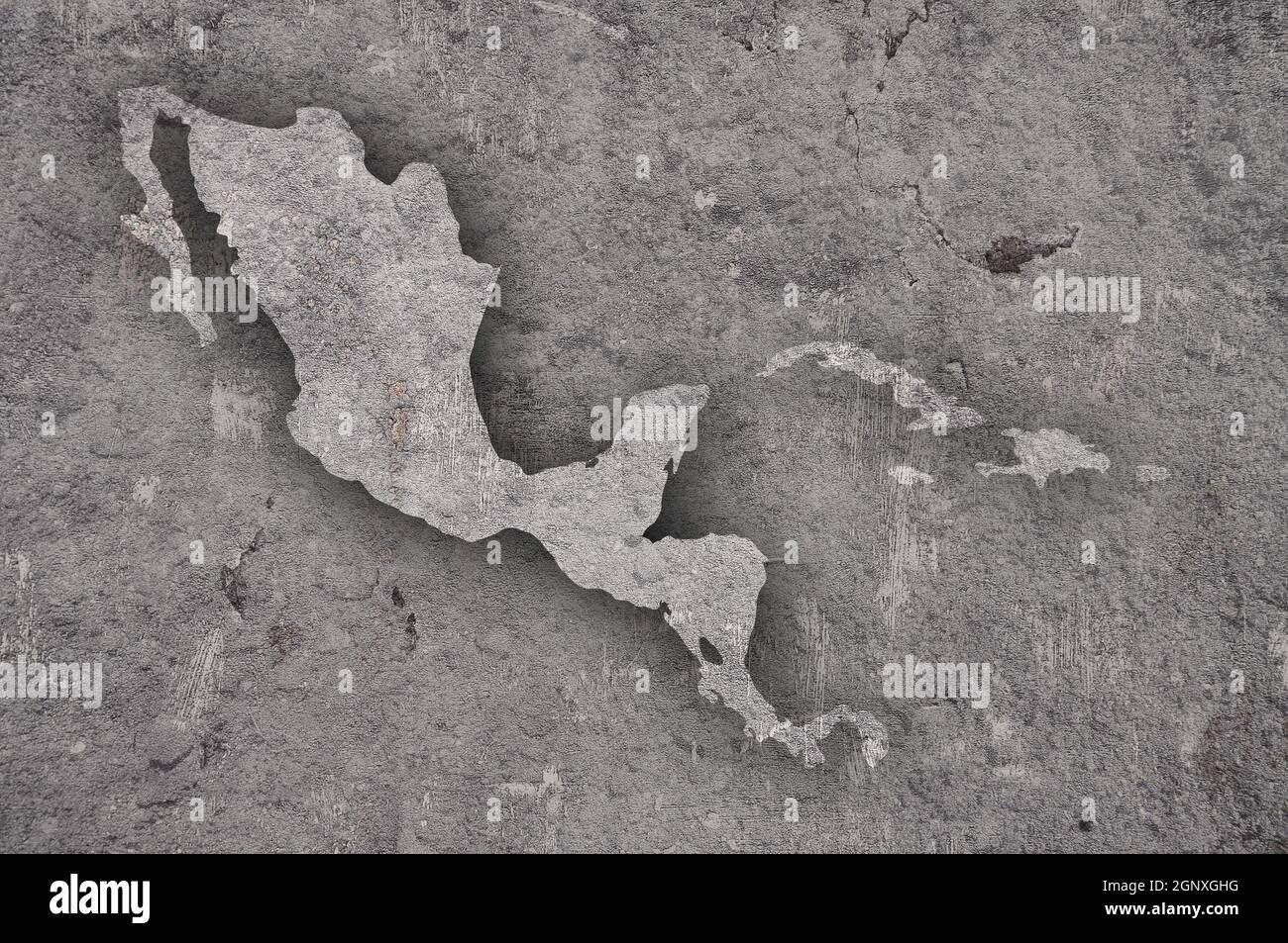 Map of Central America on weathered concrete Stock Photo - Alamy
