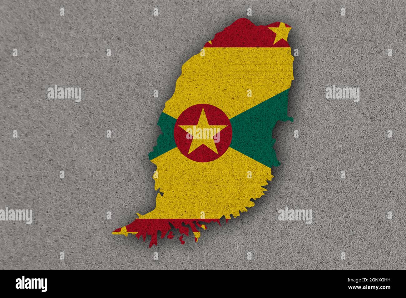 Map and flag of Grenada on felt Stock Photo - Alamy