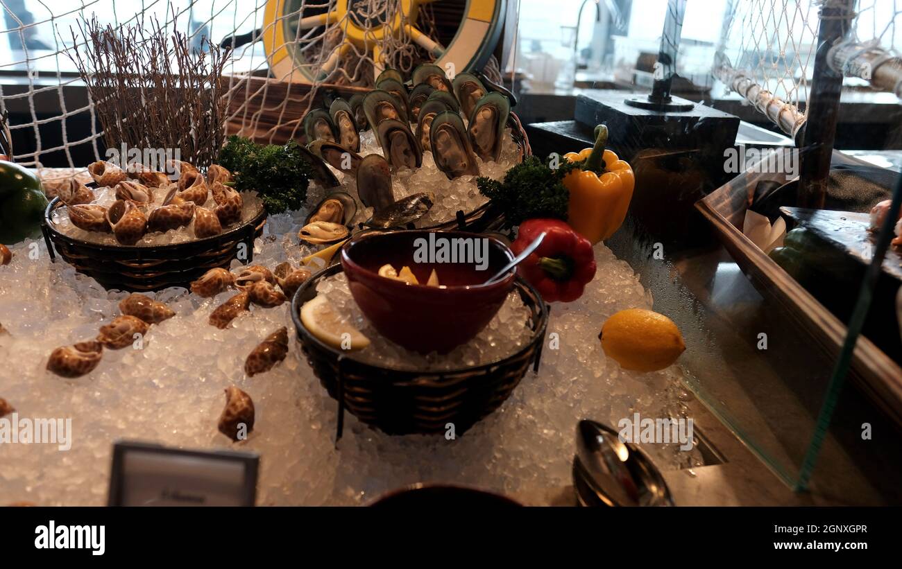 Seafood Noon Time Lunch Buffet Hilton Hotel Pattaya Thailand Stock