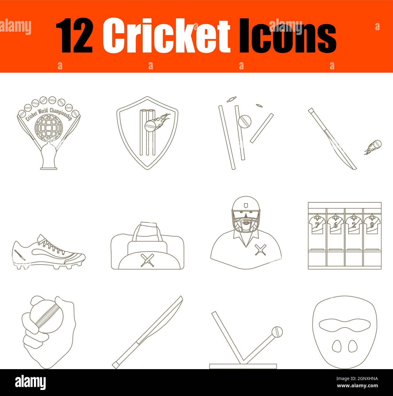 Cricket Icon Set Stock Vector