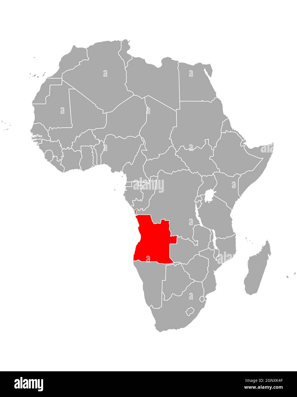 Map of Angola in Africa Stock Photo