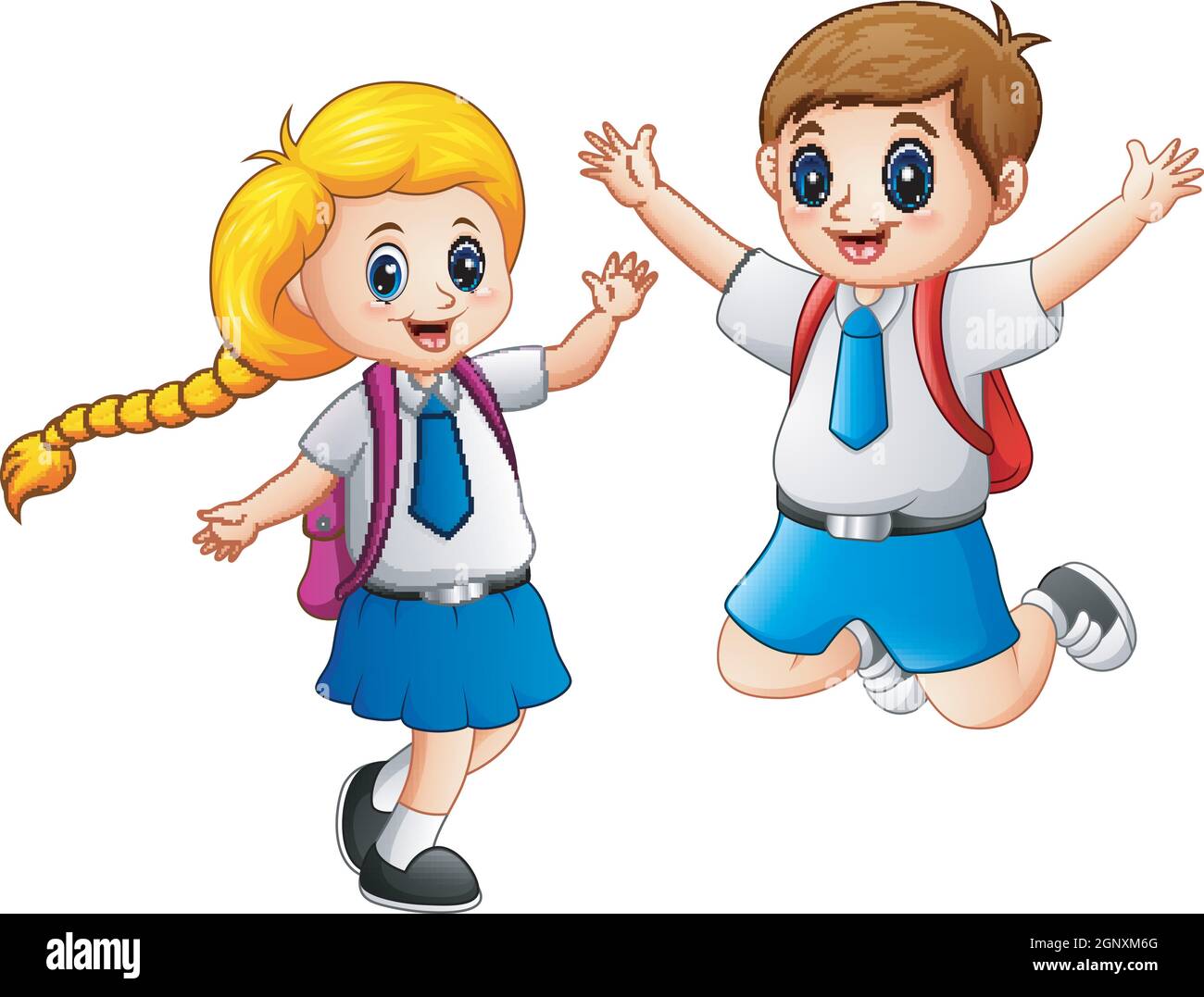 Happy school kids in a school uniform Stock Vector Image & Art - Alamy