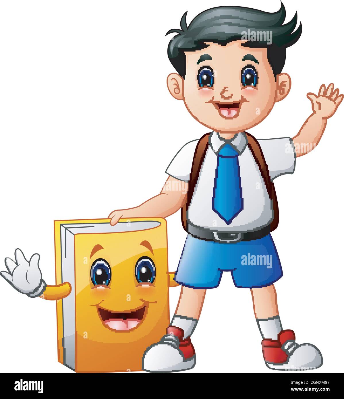 A cute boy in a school uniform with book cartoon character Stock Vector  Image & Art - Alamy