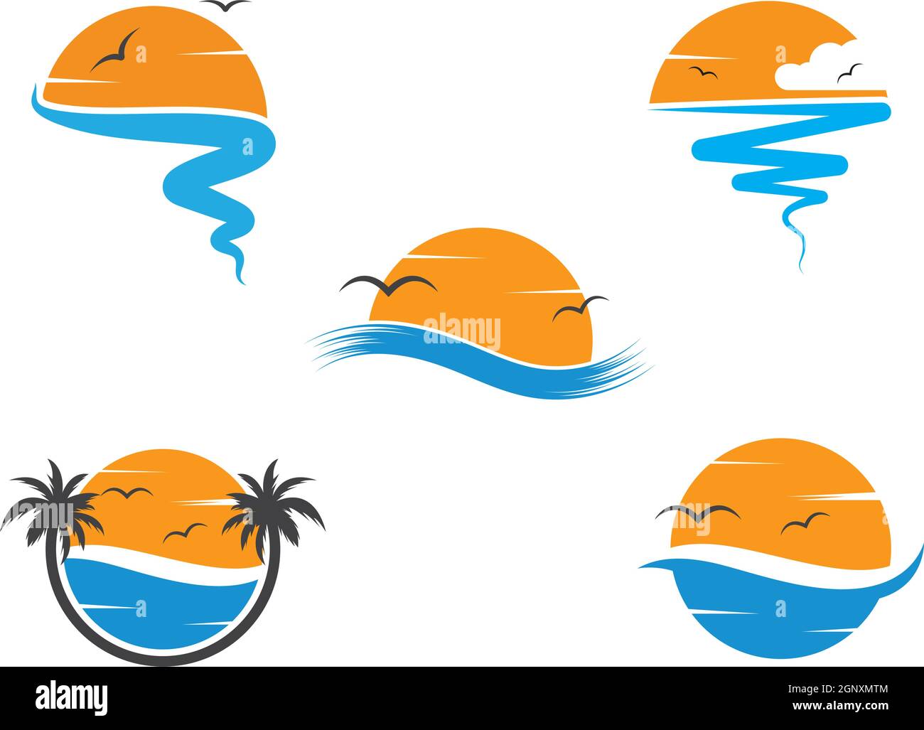 wave sun logo icon vector illustration design Stock Vector