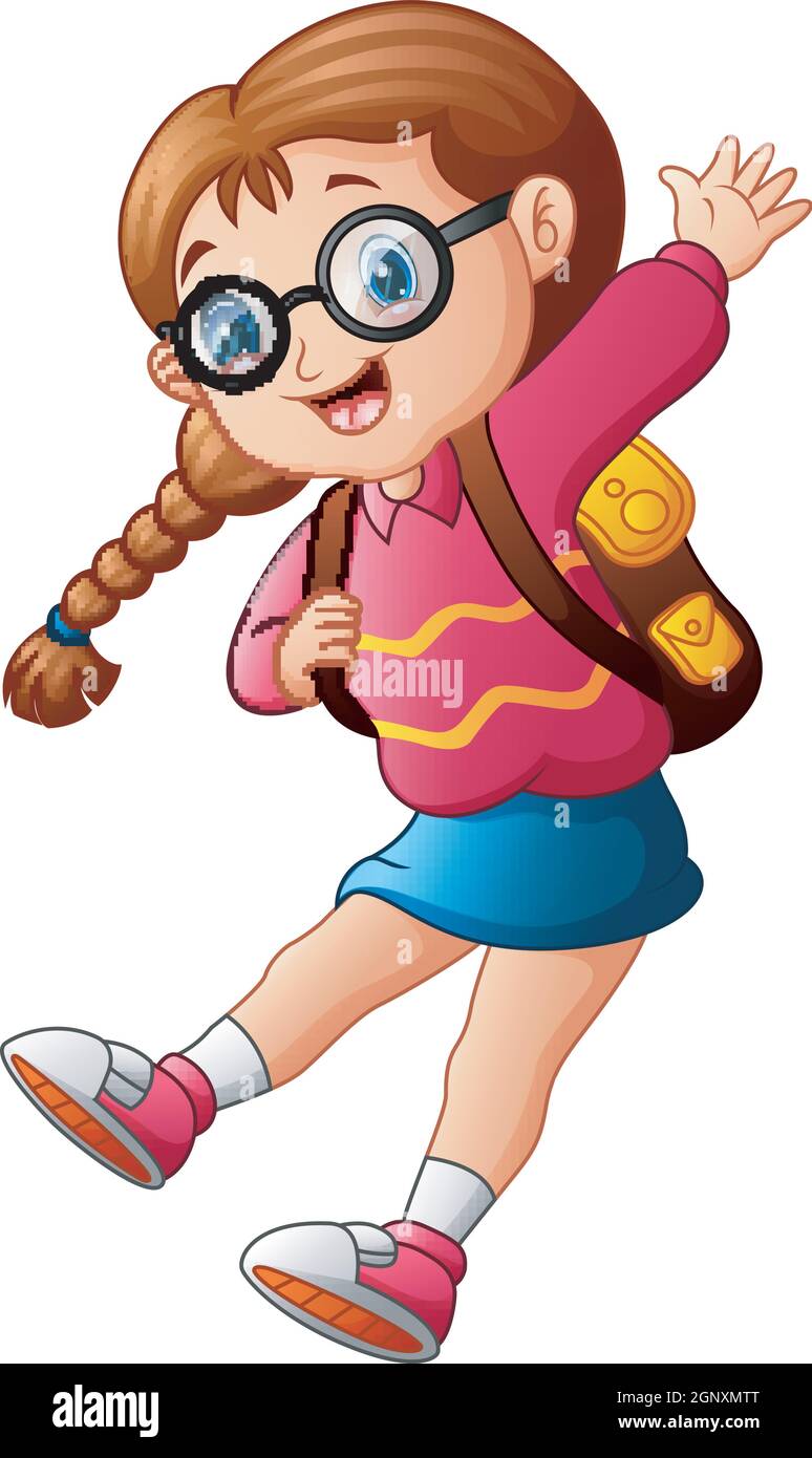 Cute school girl cartoon in glasses jumping Stock Vector Image & Art - Alamy Cute school girl cartoon in glasses jumping Stock Vector Image & Art - Alamy