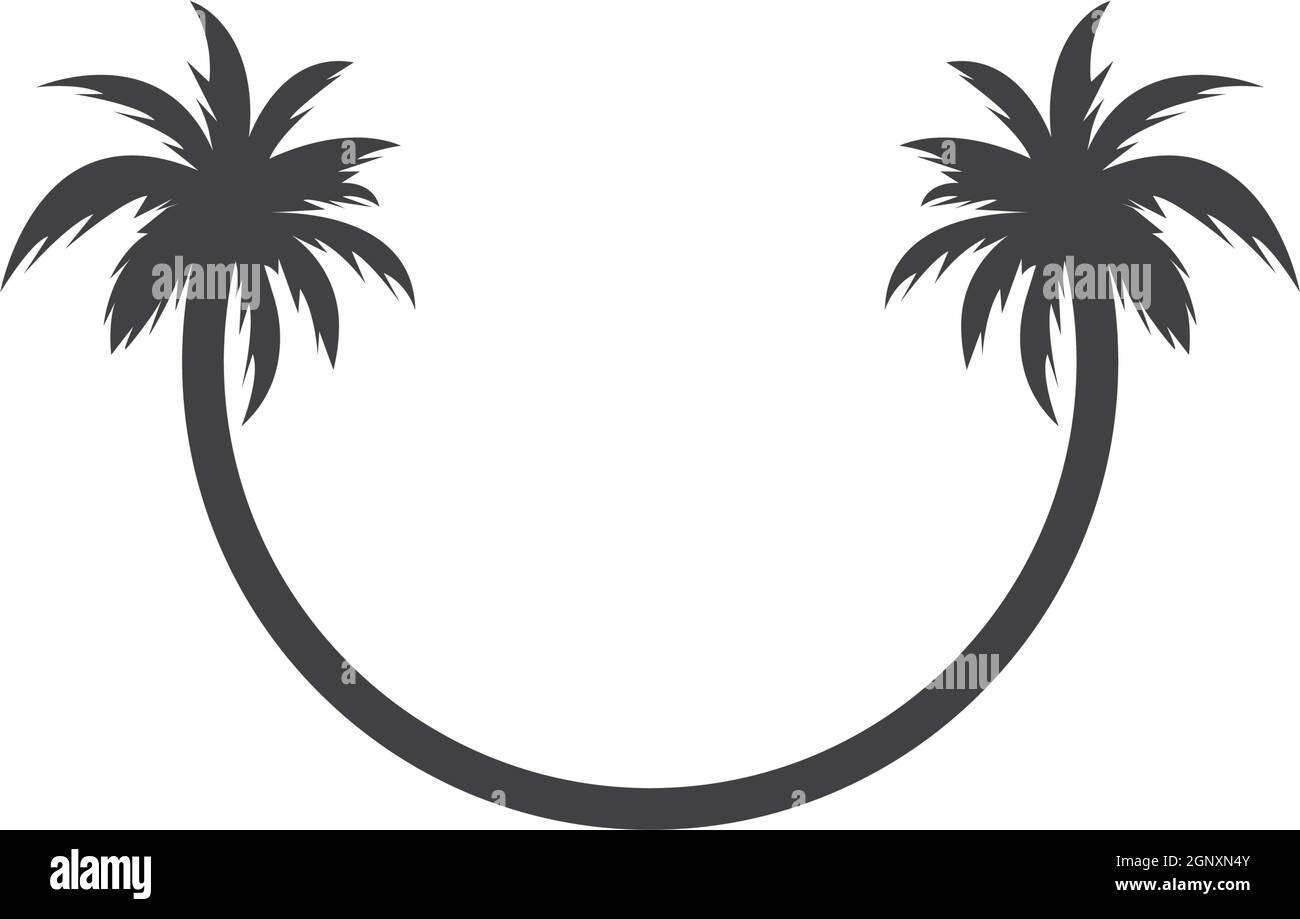 Palm tree icon of summer and travel logo vector illustration Stock Vector
