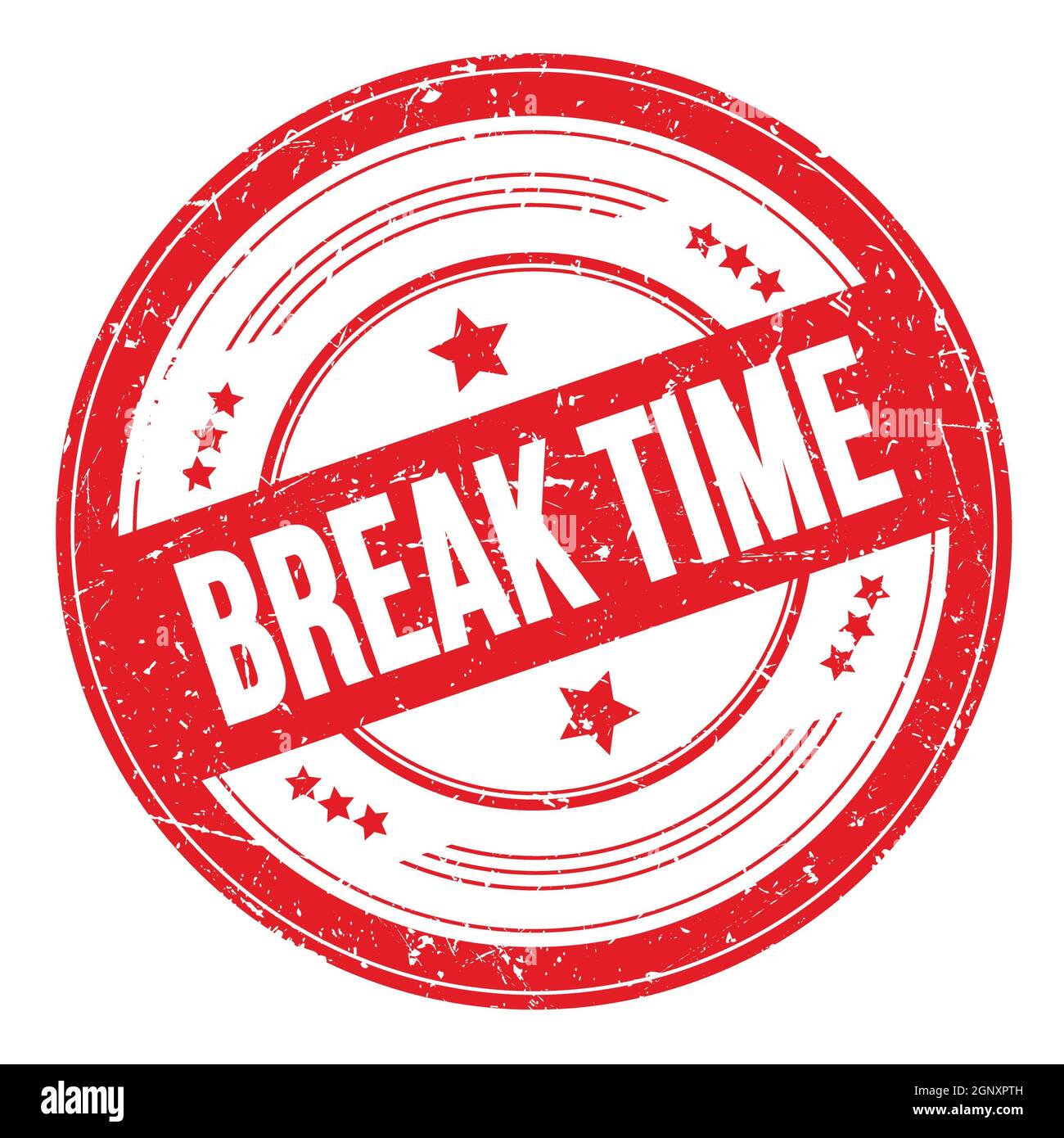 BREAK TIME text on red round grungy texture stamp Stock Photo - Alamy