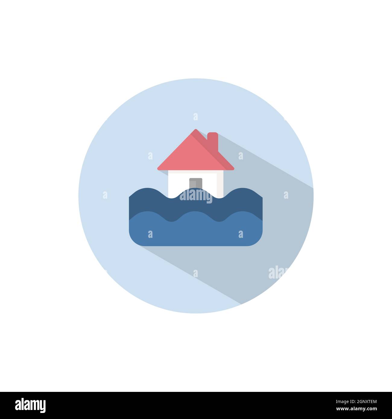 Flood. Flat icon on a circle. Weather vector illustration Stock Vector