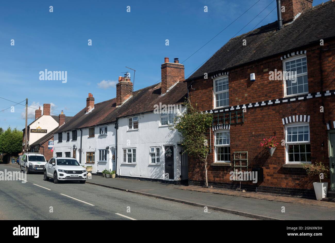 Main Road, Wigginton village, Staffordshire, England, UK Stock Photo