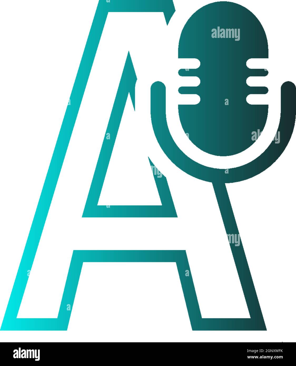 Mic, podcast combine with letters design vector icon Stock Vector
