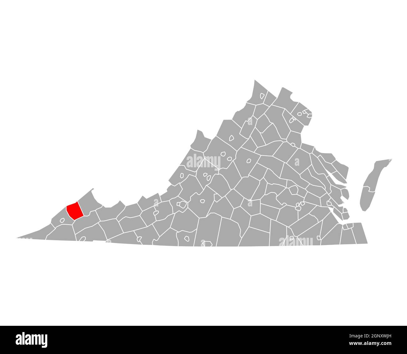Map of Dickenson in Virginia Stock Photo Alamy