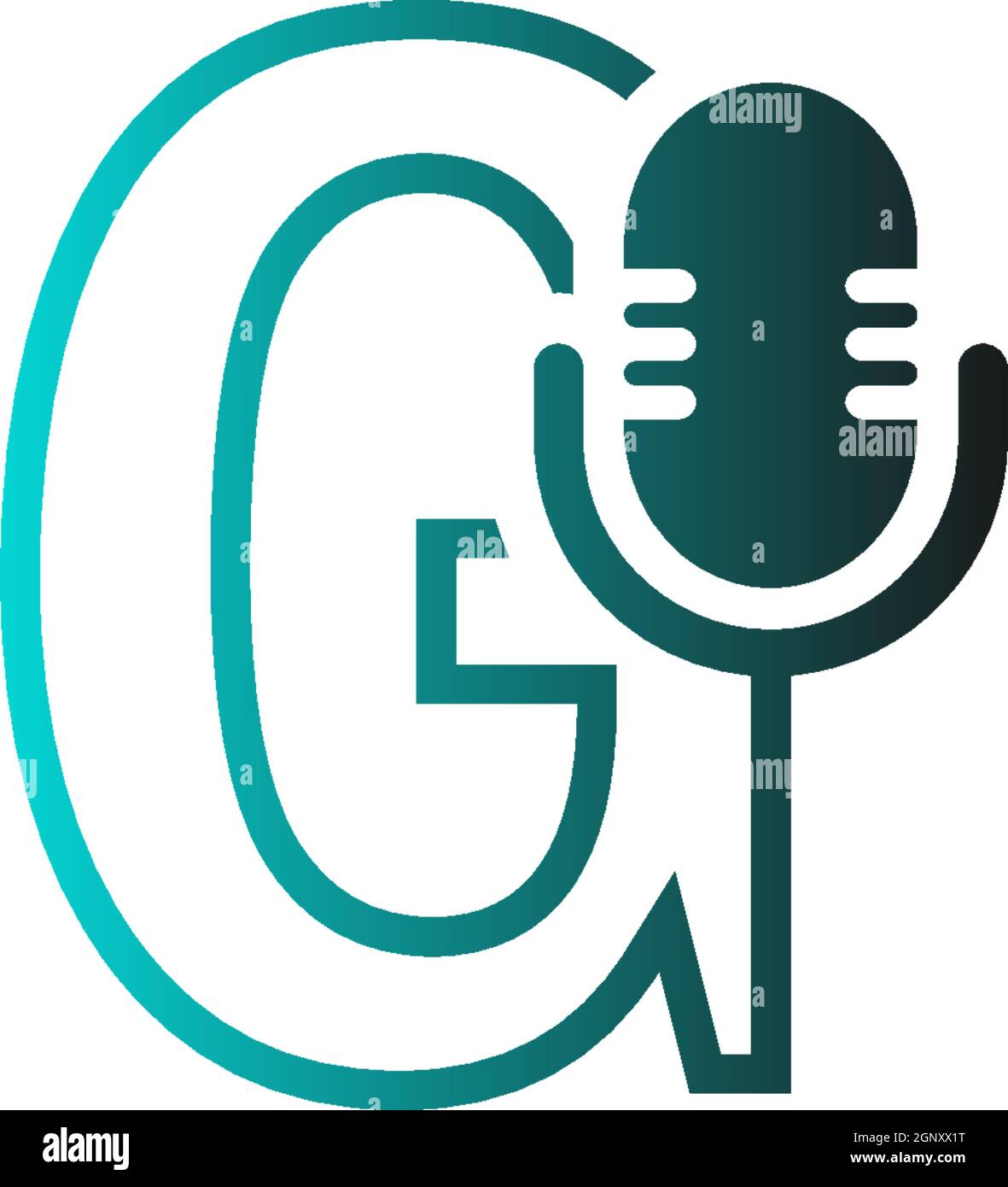 Mic, podcast combine with letters design vector icon Stock Vector