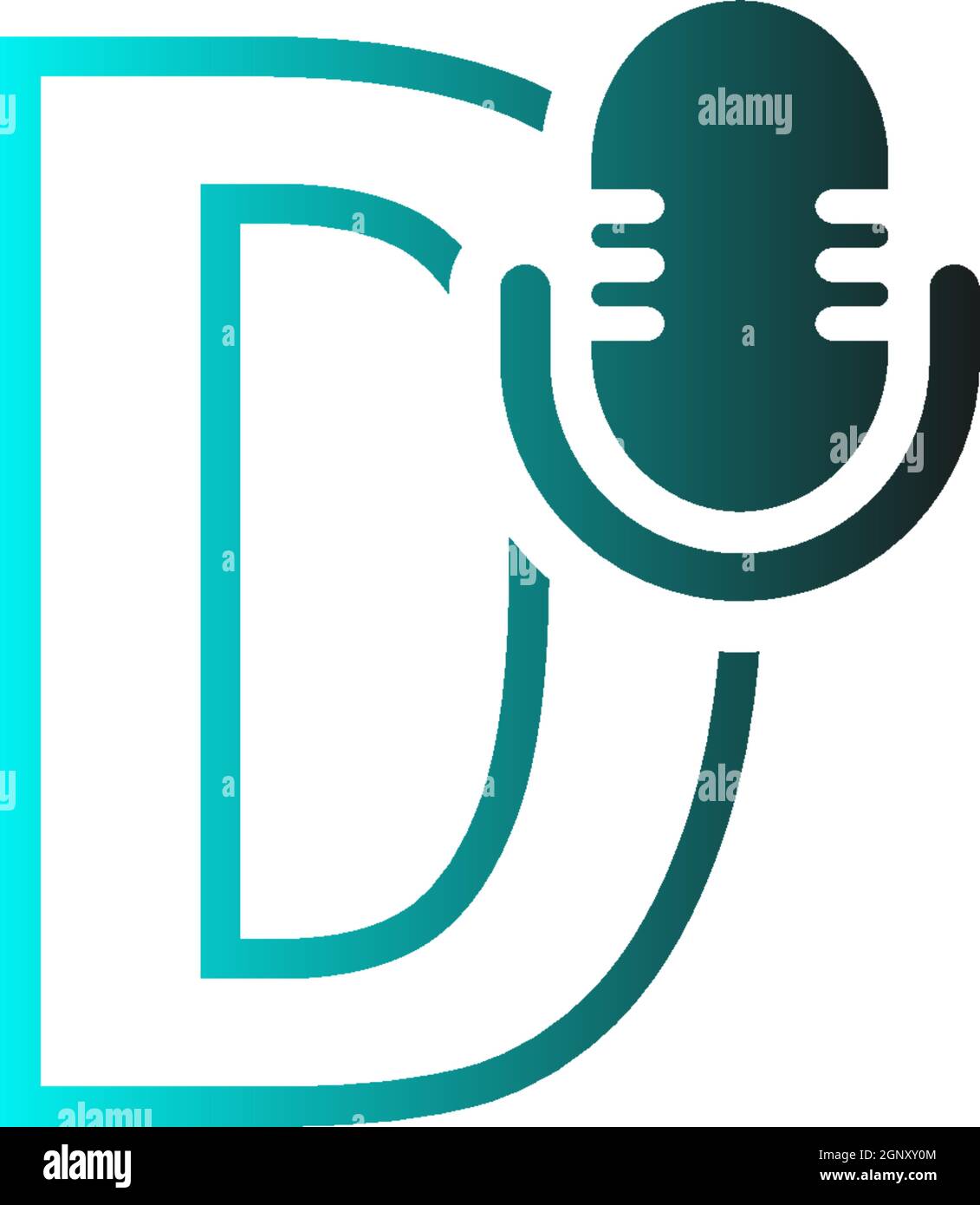 Mic, podcast combine with letters design vector icon Stock Vector