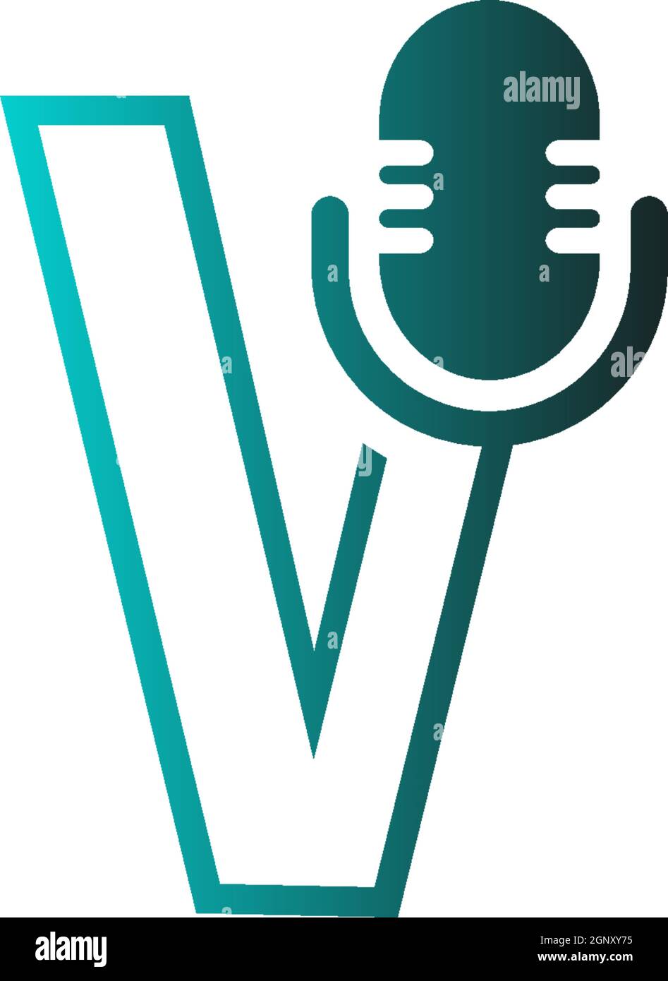 Mic, podcast combine with letters design vector icon Stock Vector