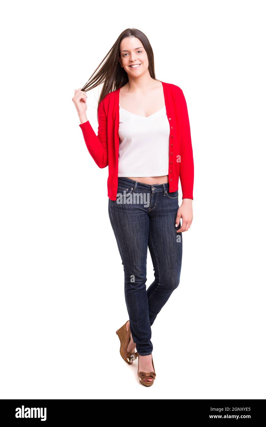 Studio shot of a beautiful young casual woman Stock Photo - Alamy