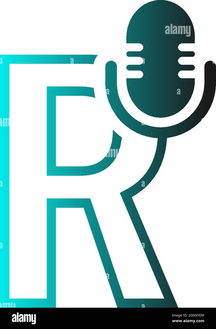 Mic, podcast combine with letters design vector icon Stock Vector