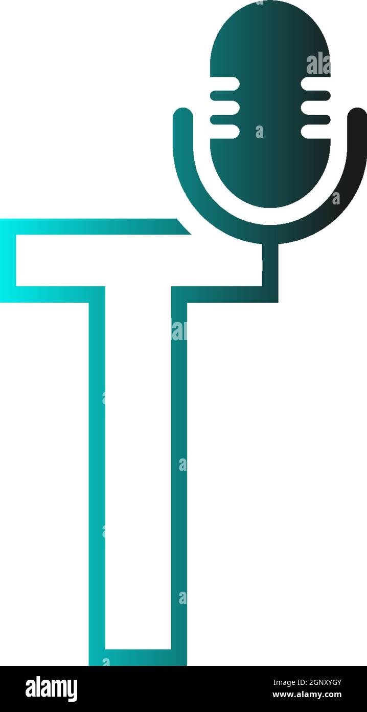 Mic, podcast combine with letters design vector icon Stock Vector