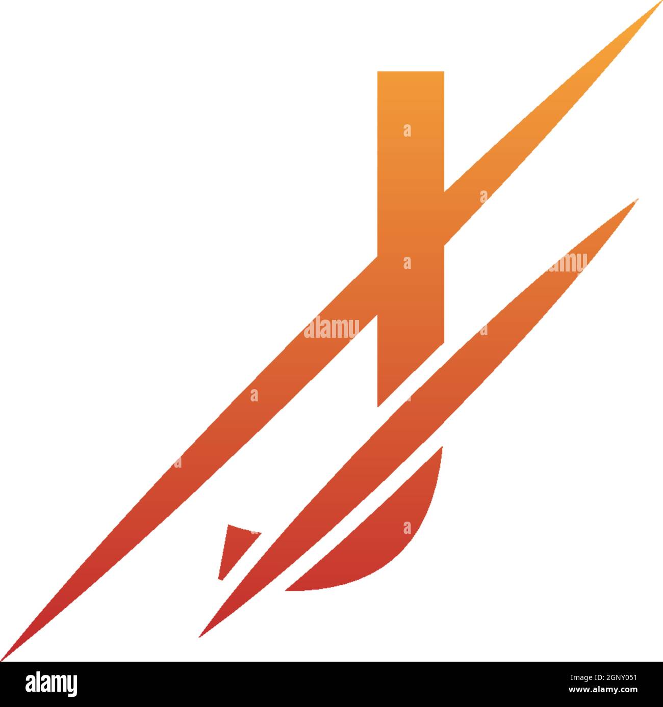 J Letter Slash Logo, Concept Letter J + icon slash illustration Stock Vector