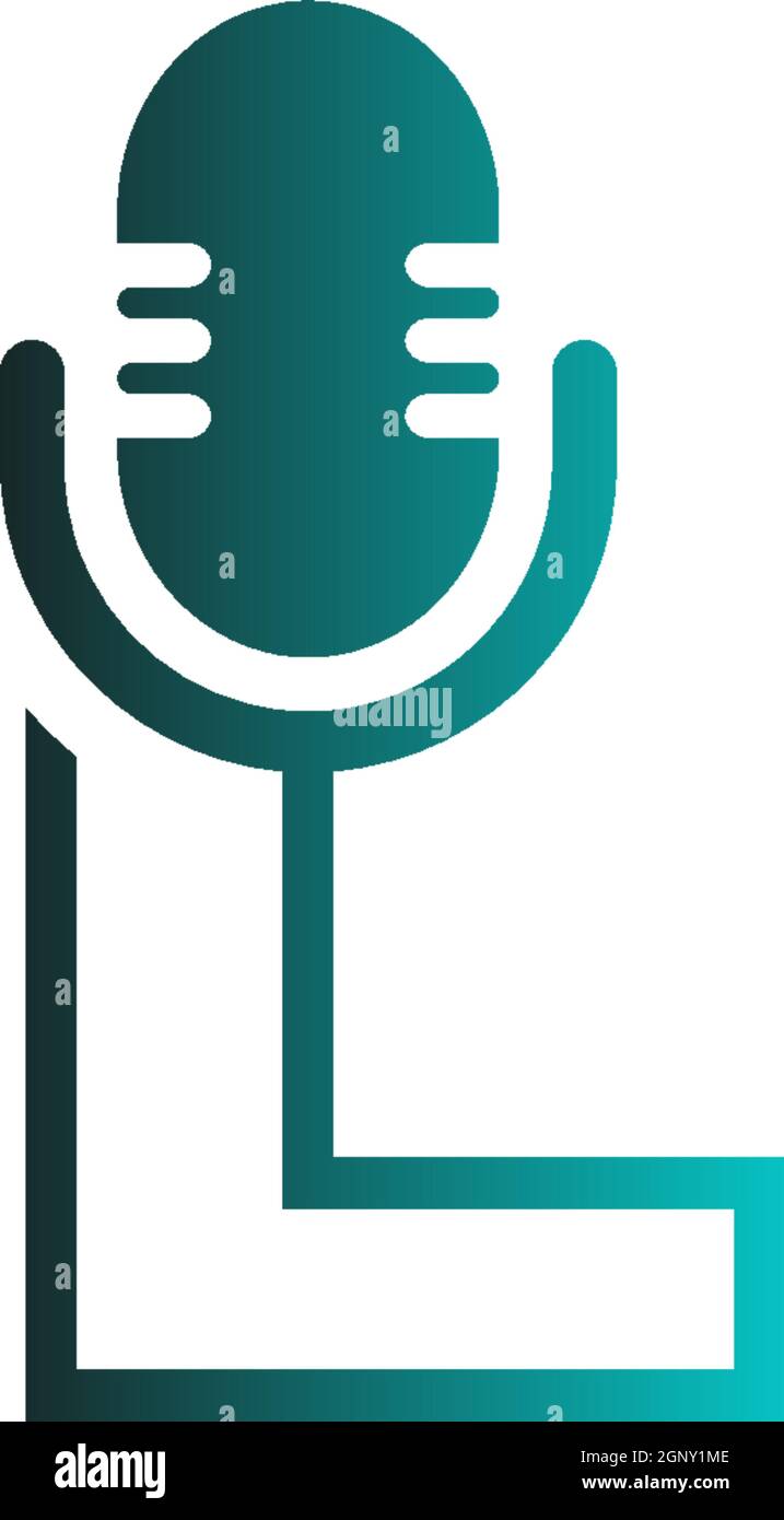Mic, podcast combine with letters design vector icon Stock Vector