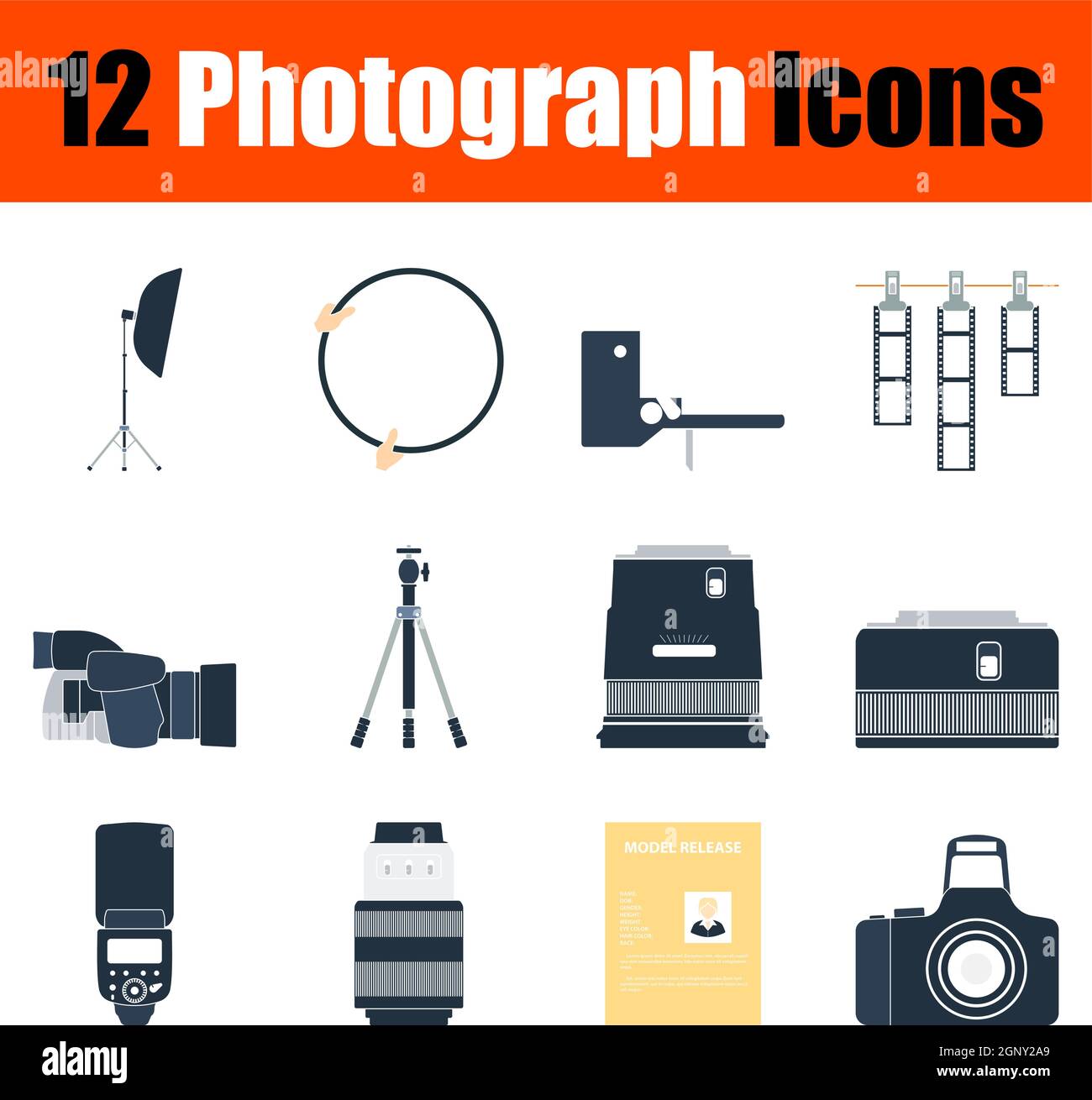 Photograph Icon Set Stock Vector