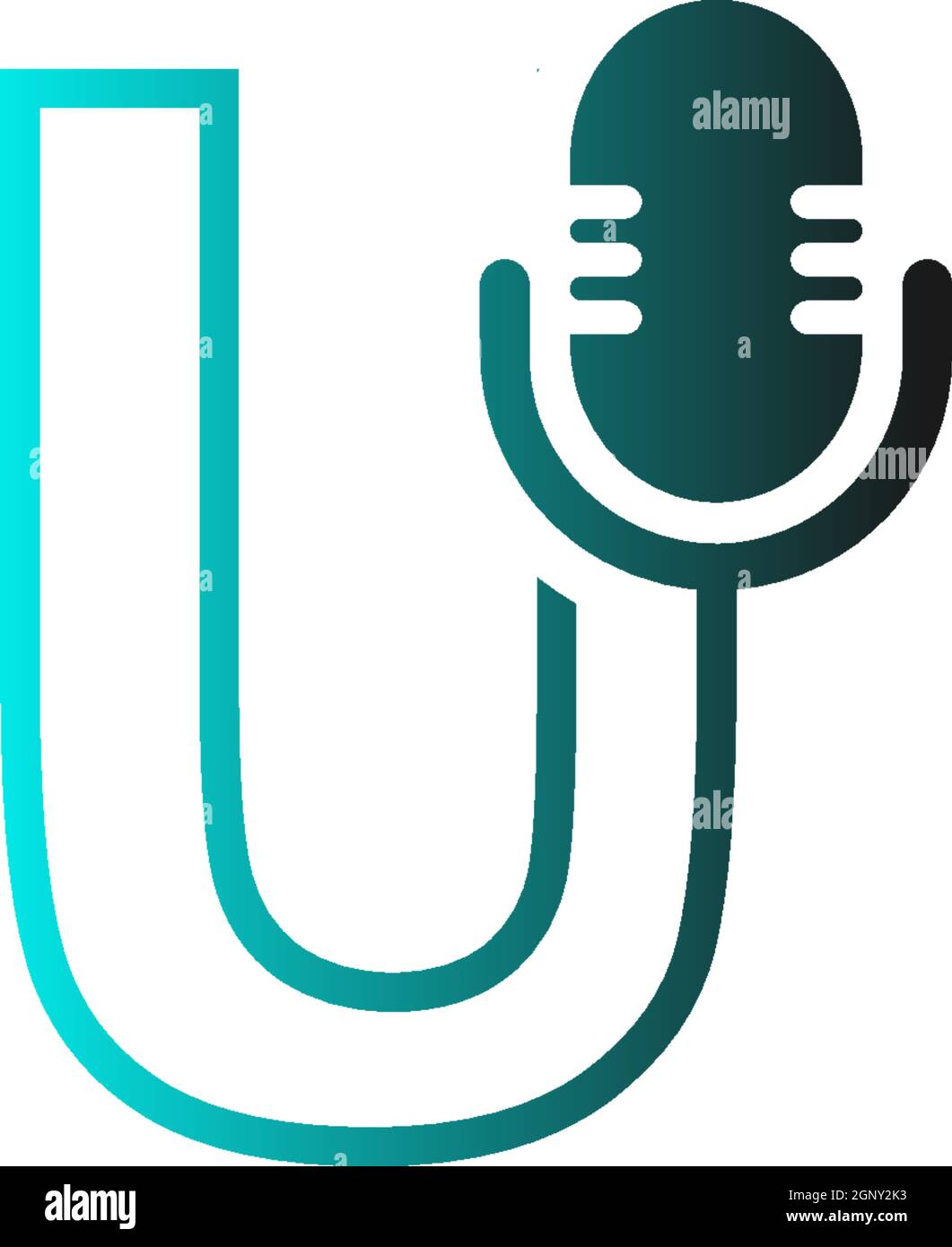 Mic, podcast combine with letters design vector icon Stock Vector