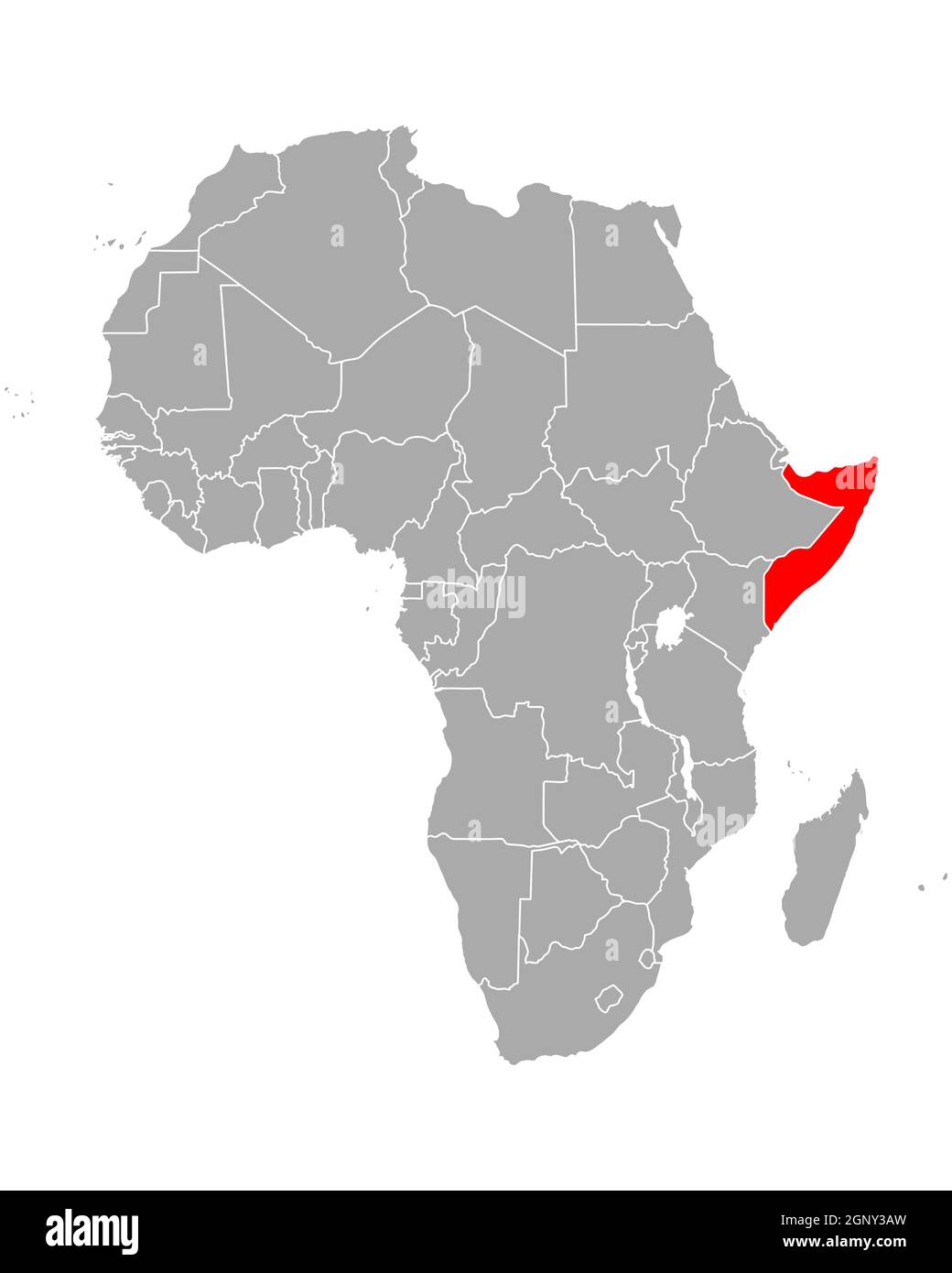 Somalia On Map Of Africa Map Of Somalia In Africa Stock Photo - Alamy