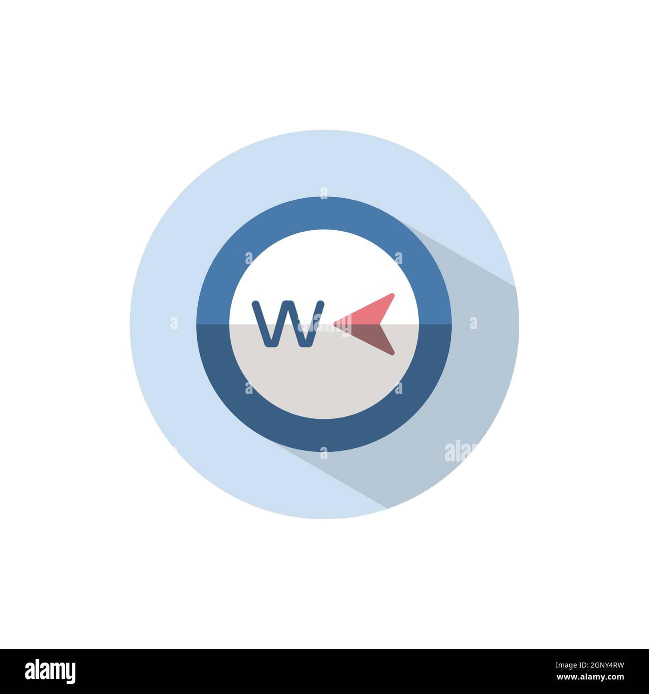 West direction. Flat icon on a circle. Weather vector illustration Stock Vector