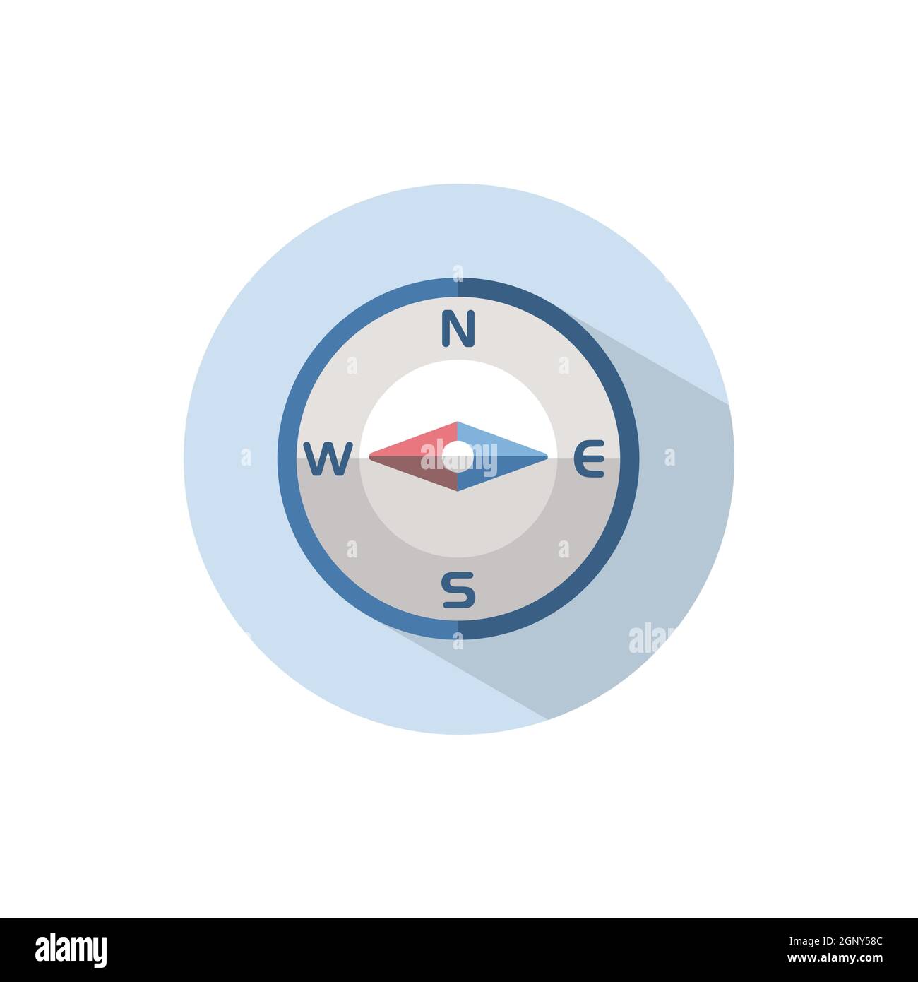Compass west direction. Flat icon on a circle. Weather vector illustration Stock Vector
