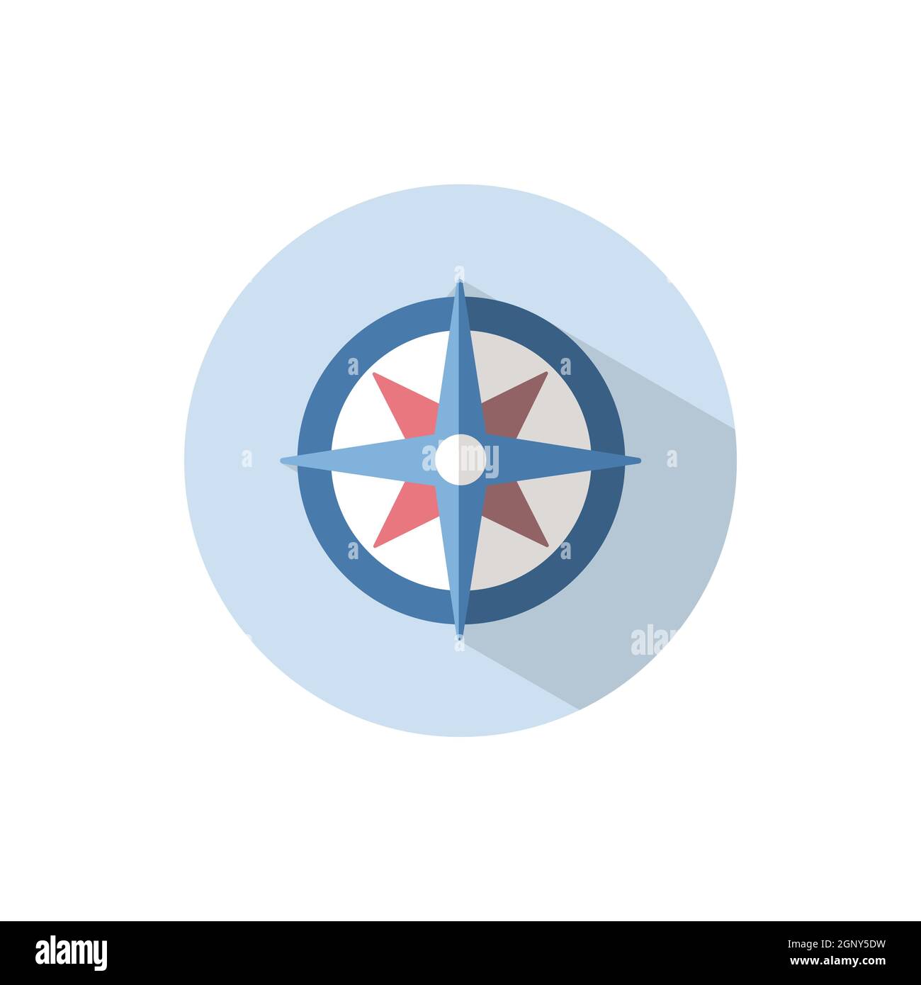 Wind rose sign. Flat icon on a circle. Weather vector illustration ...