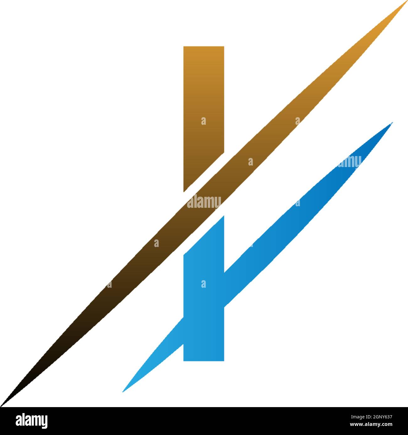 I Letter Slash Logo, Concept Letter I + icon slash illustration Stock Vector