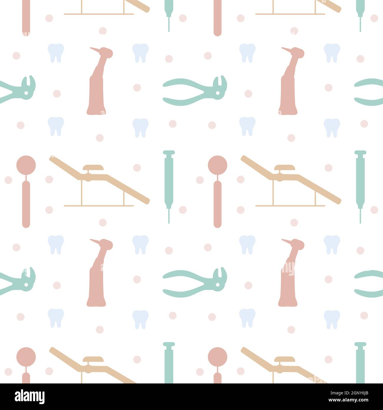 Dental care, Orthodontics Seamless Pattern with Line Icons. Dentist ...