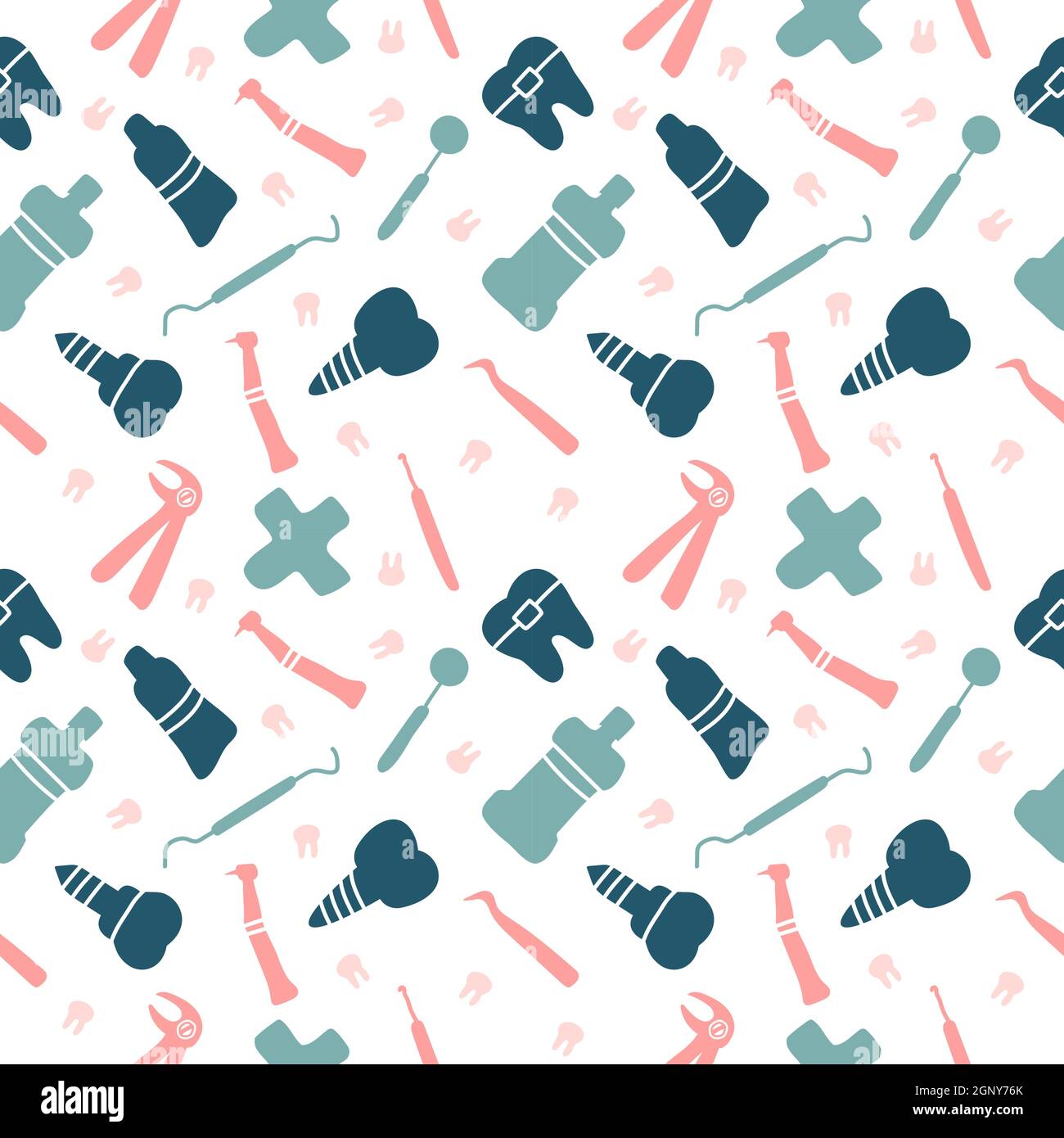 Dental care, Orthodontics Seamless Pattern with Line Icons. Dentist ...