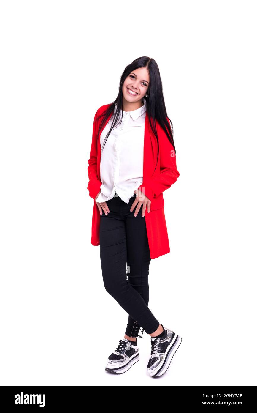 Studio shot of a beautiful young casual woman Stock Photo - Alamy