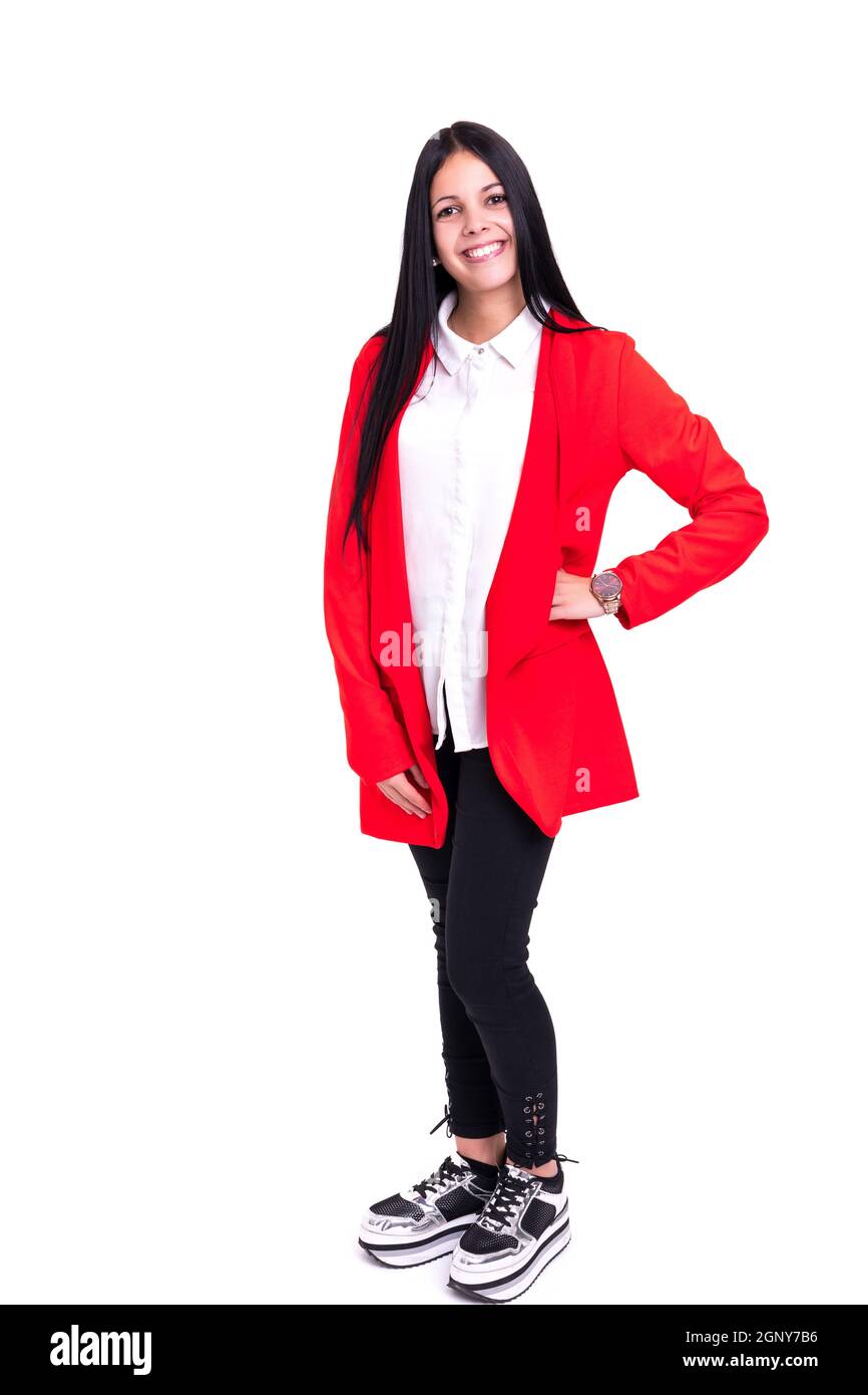 Studio shot of a beautiful young casual woman Stock Photo - Alamy