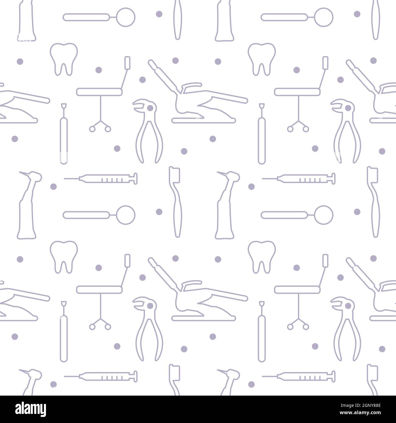 Dental care, Orthodontics Seamless Pattern with Line Icons. Dentist ...