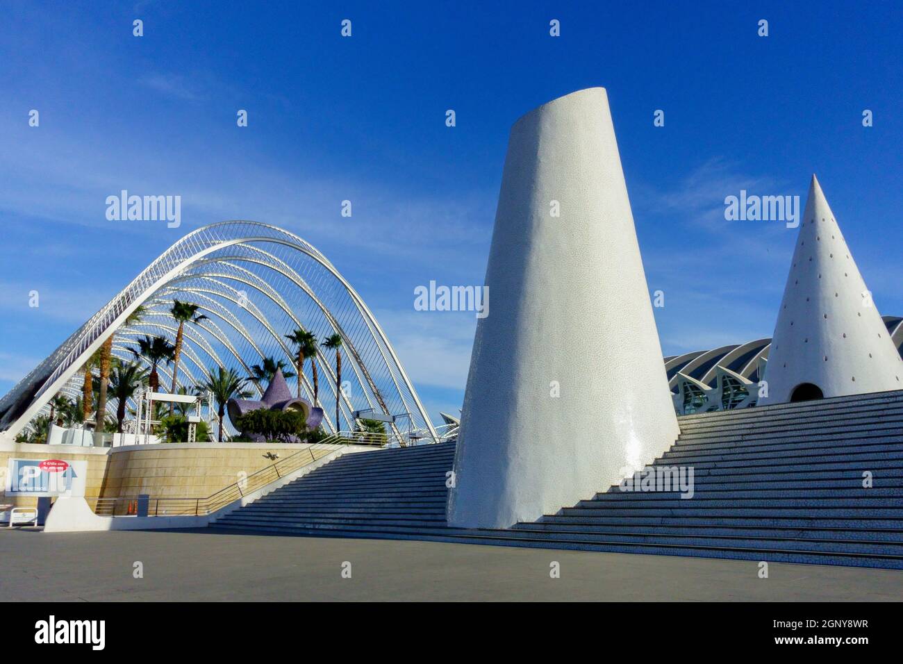 Spain, Europe, Valencia City of Arts and Sciences, Calatrava, architecture, modern Valencia Umbracle Stock Photo