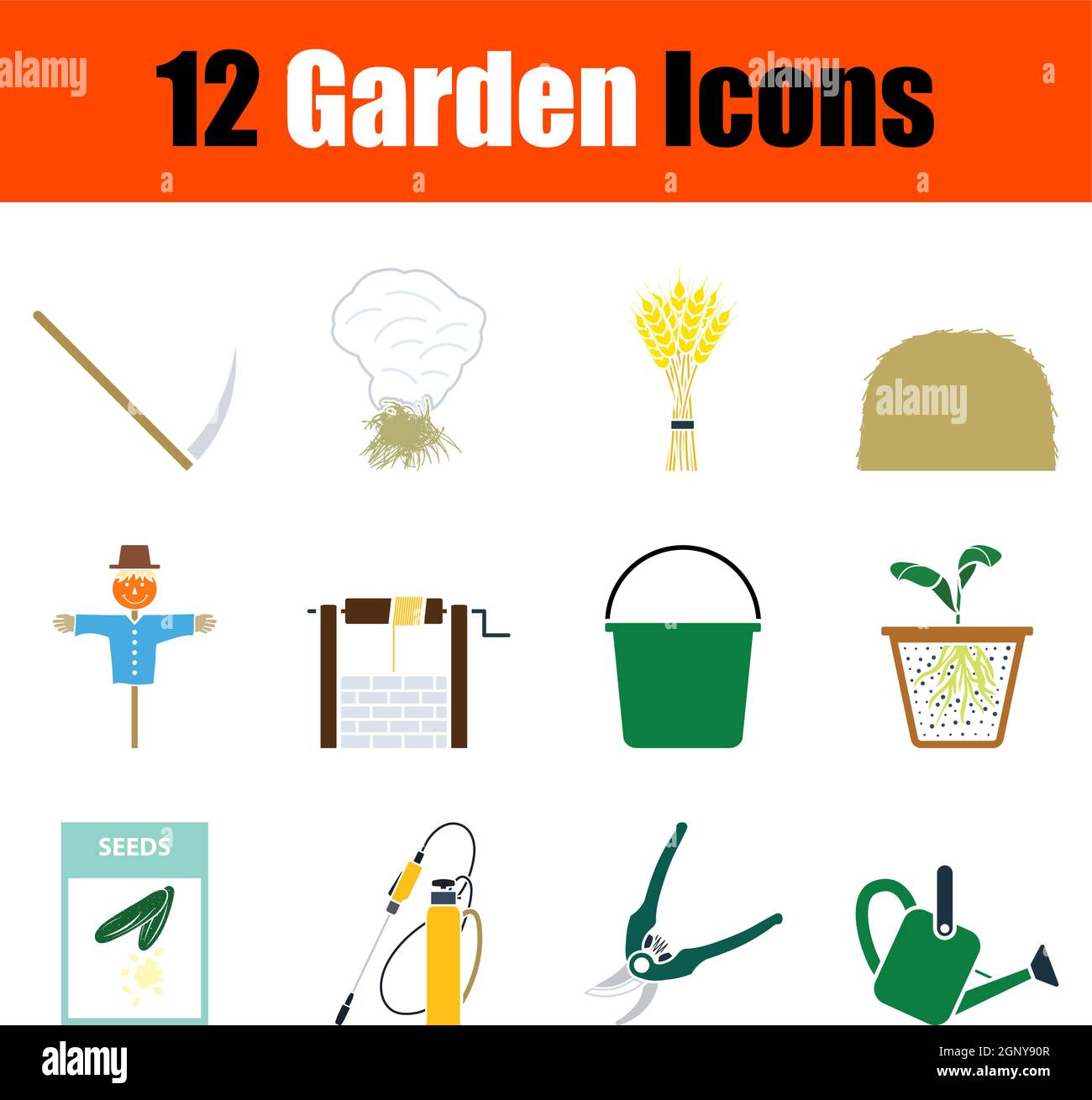 Garden Icon Set Stock Vector