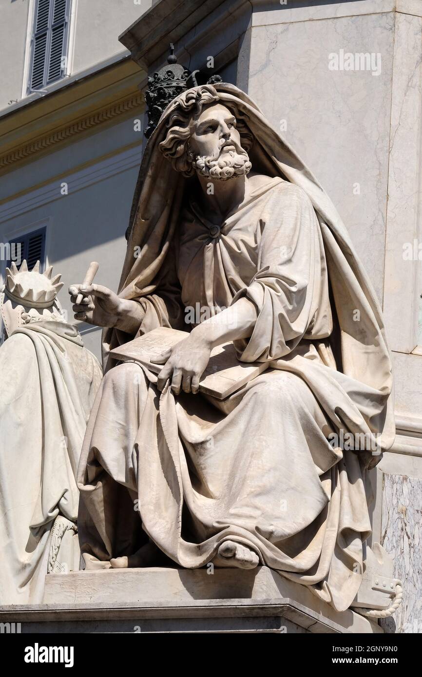 Prophet Isaiah by Revelli on the Column of the Immaculate Conception on Piazza Mignanelli in Rome, Italy Stock Photo