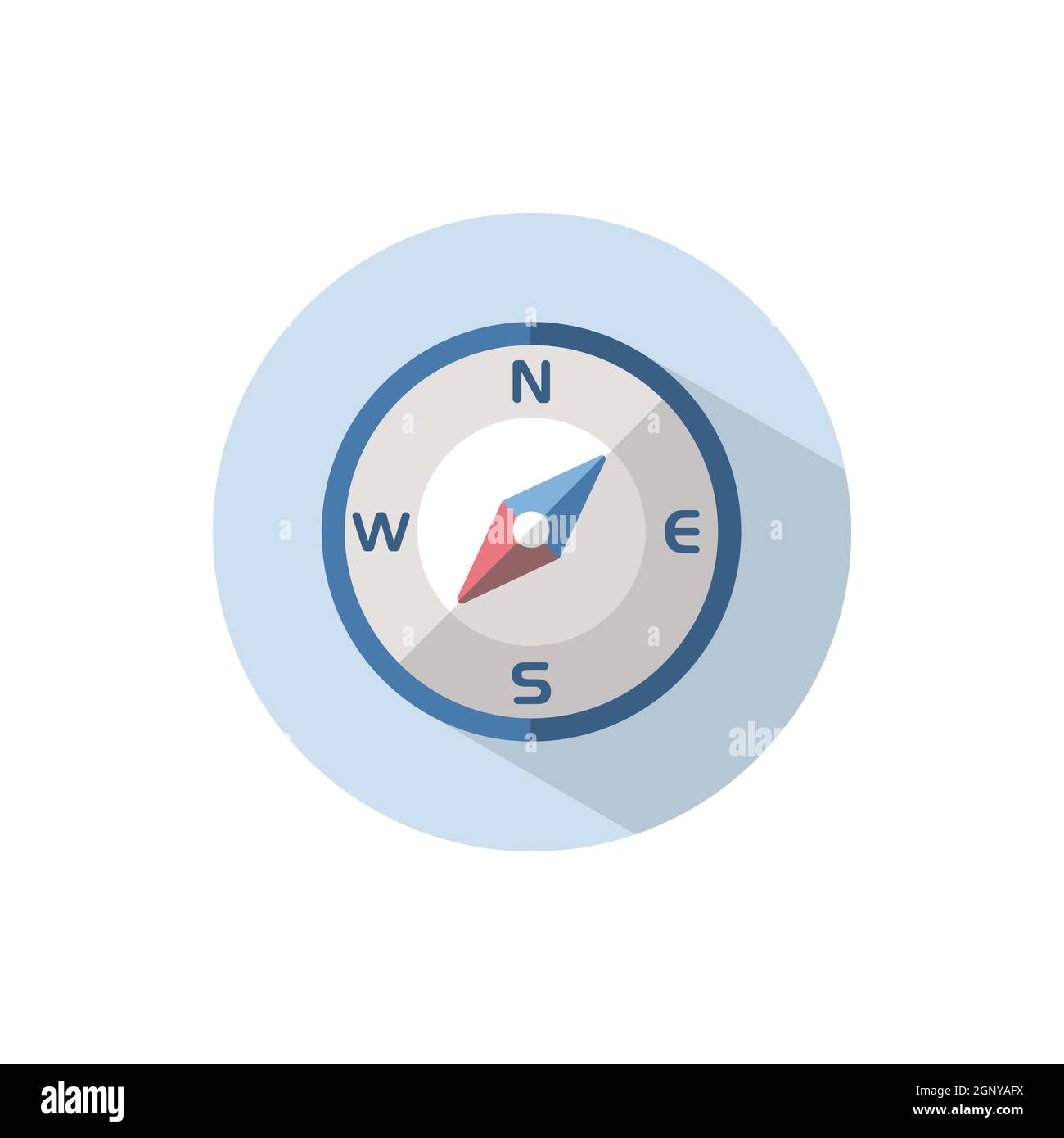 Compass south west direction. Flat icon on a circle. Weather vector illustration Stock Vector