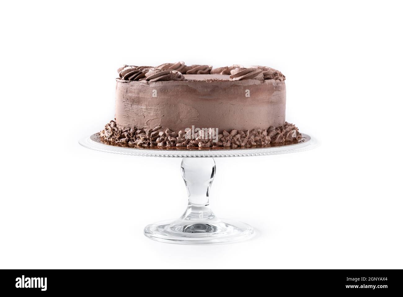 Chocolate truffle cake isolated on white background Stock Photo