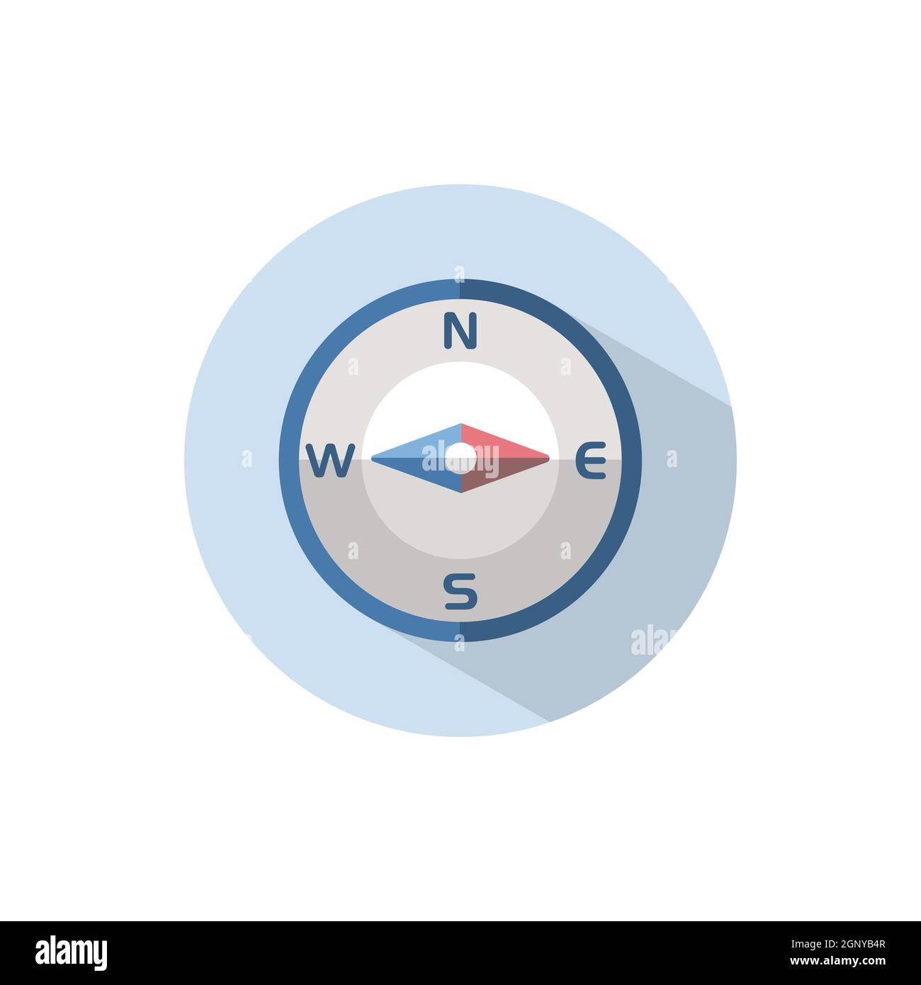 Compass east direction. Flat icon on a circle. Weather vector