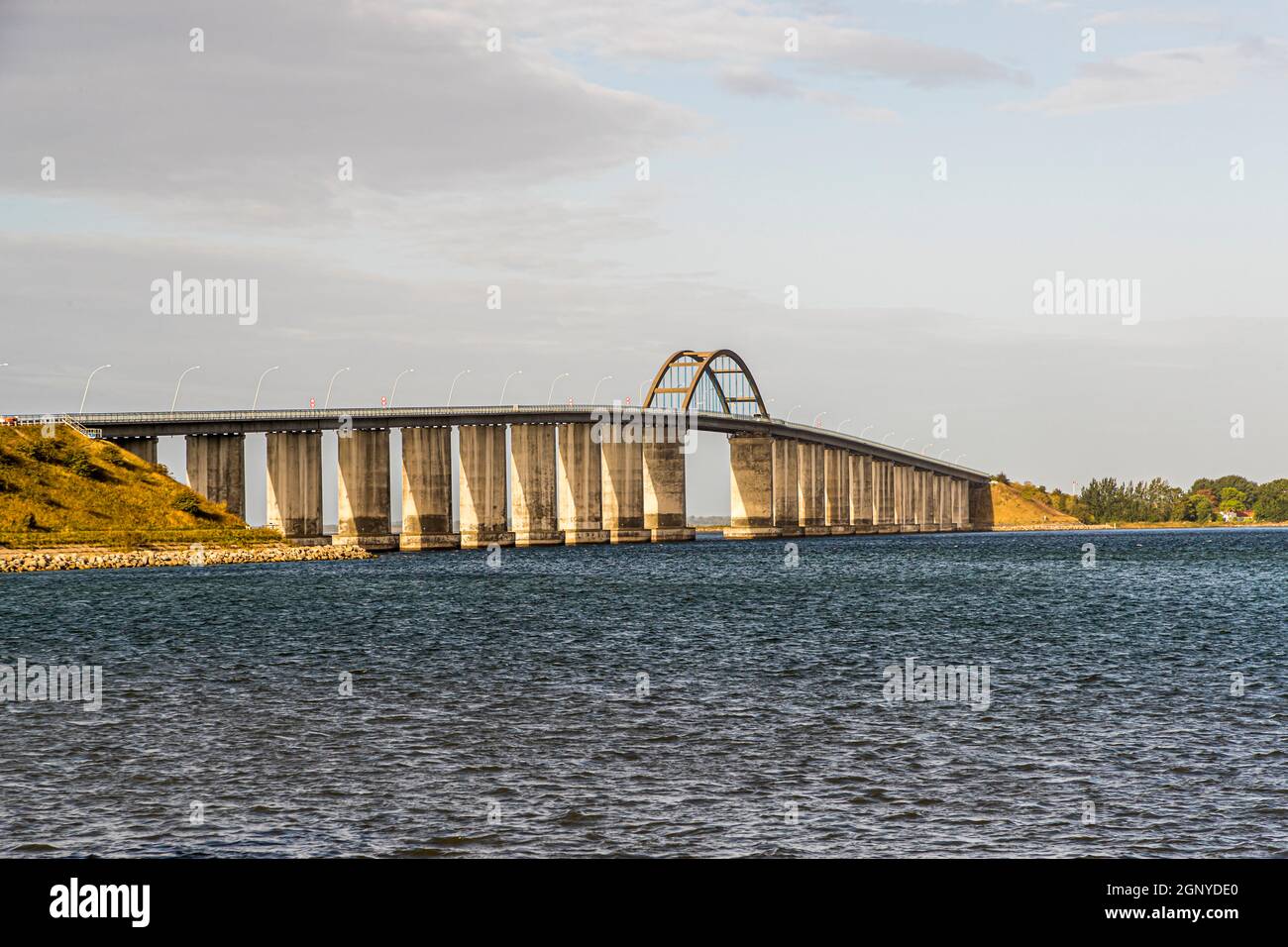 Langeland Bridge, which connects Langeland with the small island of Siø and via the next island Täsinge with the island of Funen (Fyn). Langeland, Denmark Stock Photo