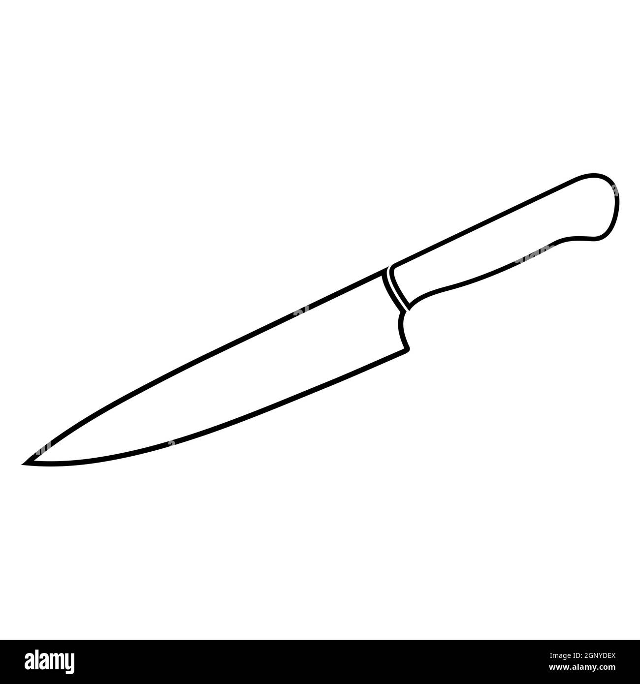 Knife outline design. Contour icon of chef equipment. Vector kitchen symbol isolated on white background. Stock Vector