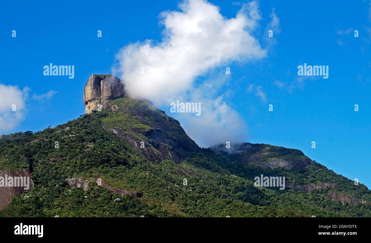 Tropical landscape with mountain and clouds, Rio Stock Photo