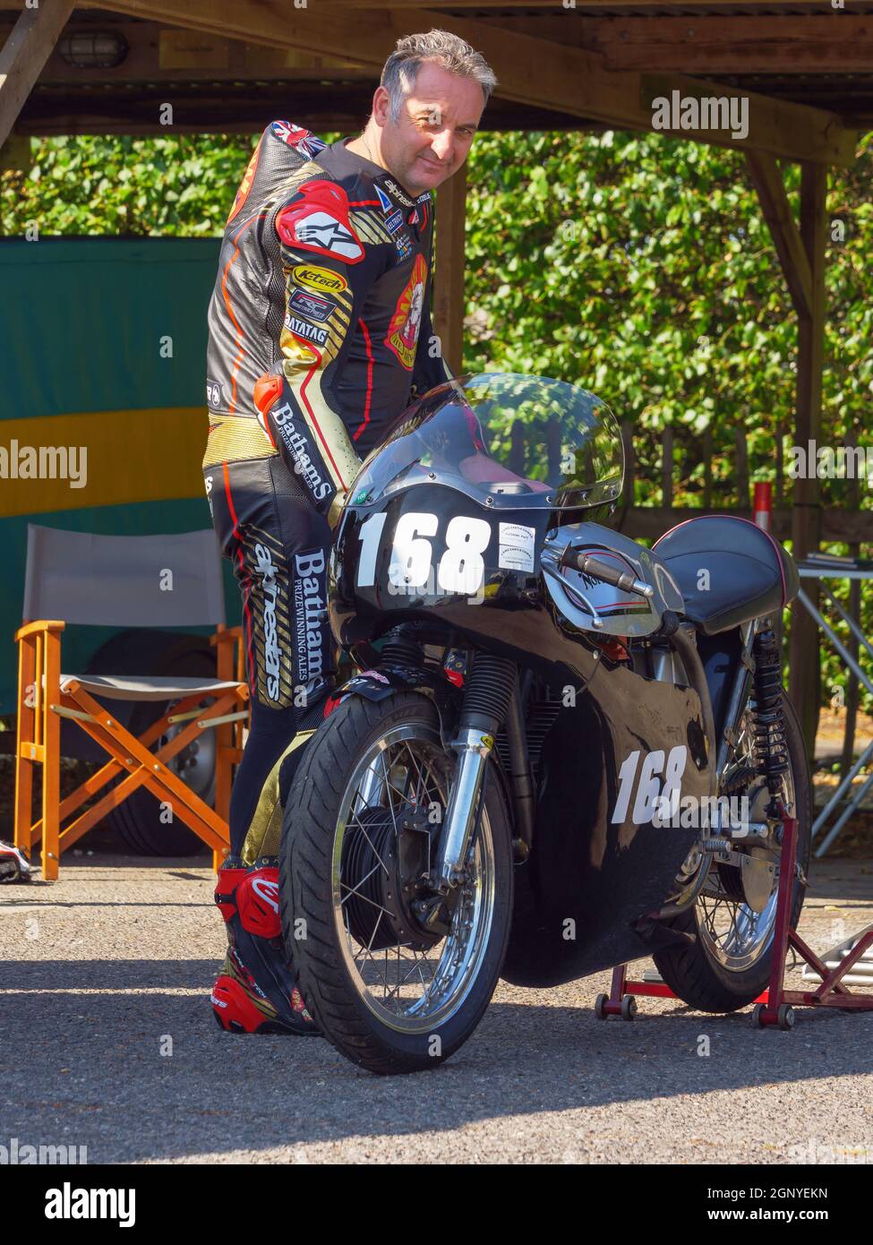 Michael Rutter motorbike rider at the Goodwood Revival 2021 Stock Photo
