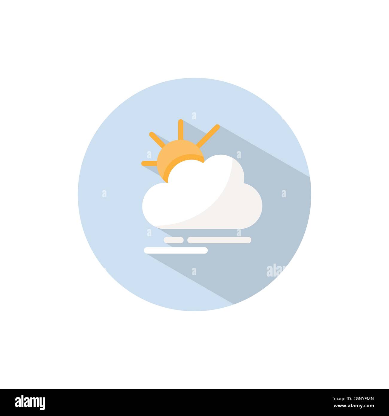 Fog and sun. Flat icon on a circle. Weather vector illustration Stock ...