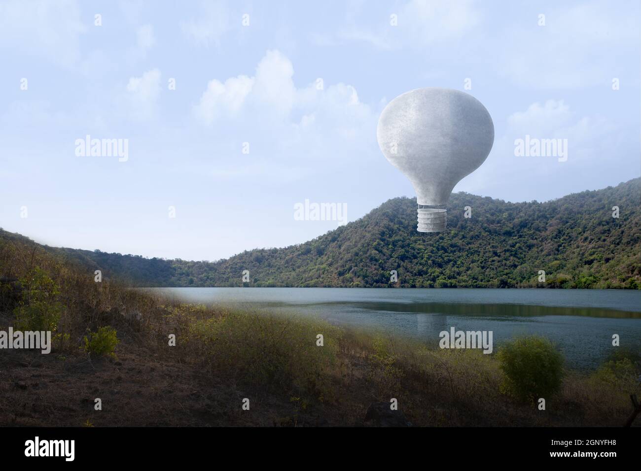 Colorful air balloon flying with blue sky background Stock Photo - Alamy